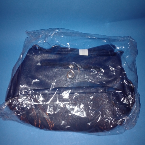 Tianhengyi Leather Crossbody Bag Midnight Blue Multi Pockets Shoulder Purse NIB - Picture 3 of 10